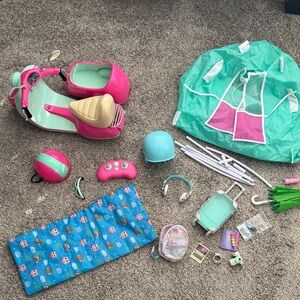 Doll scooter, camping, and electronic bundle 18 pieces!
